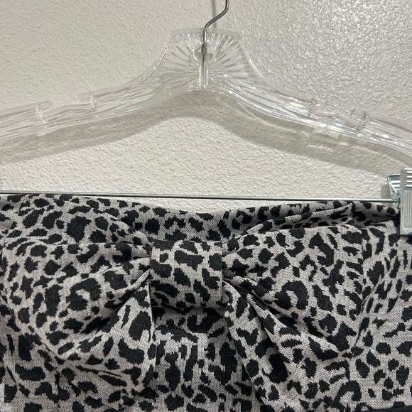 Papaya Strapless Leopard Print Color Block Mini Dress with Bow SZ Medium - Picture 3 of 9